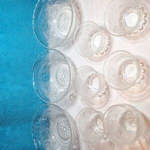 Antique pressed glass flower art nouveau pattern set  Indiana Glass